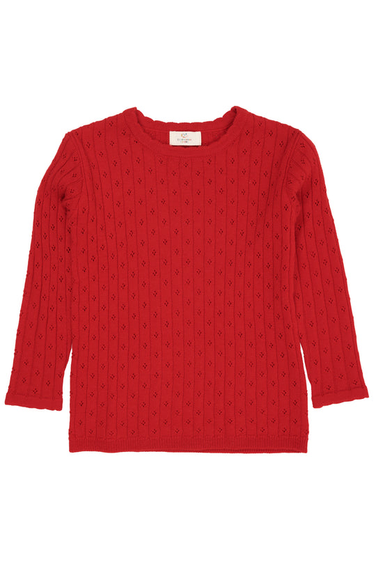 Copenhagen Colors Merino Classic Pointelle Blouse - Red