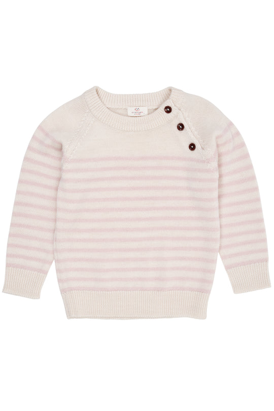 Copenhagen Colors Merino Classic Striped Pullover - Cream/Dusty Rose