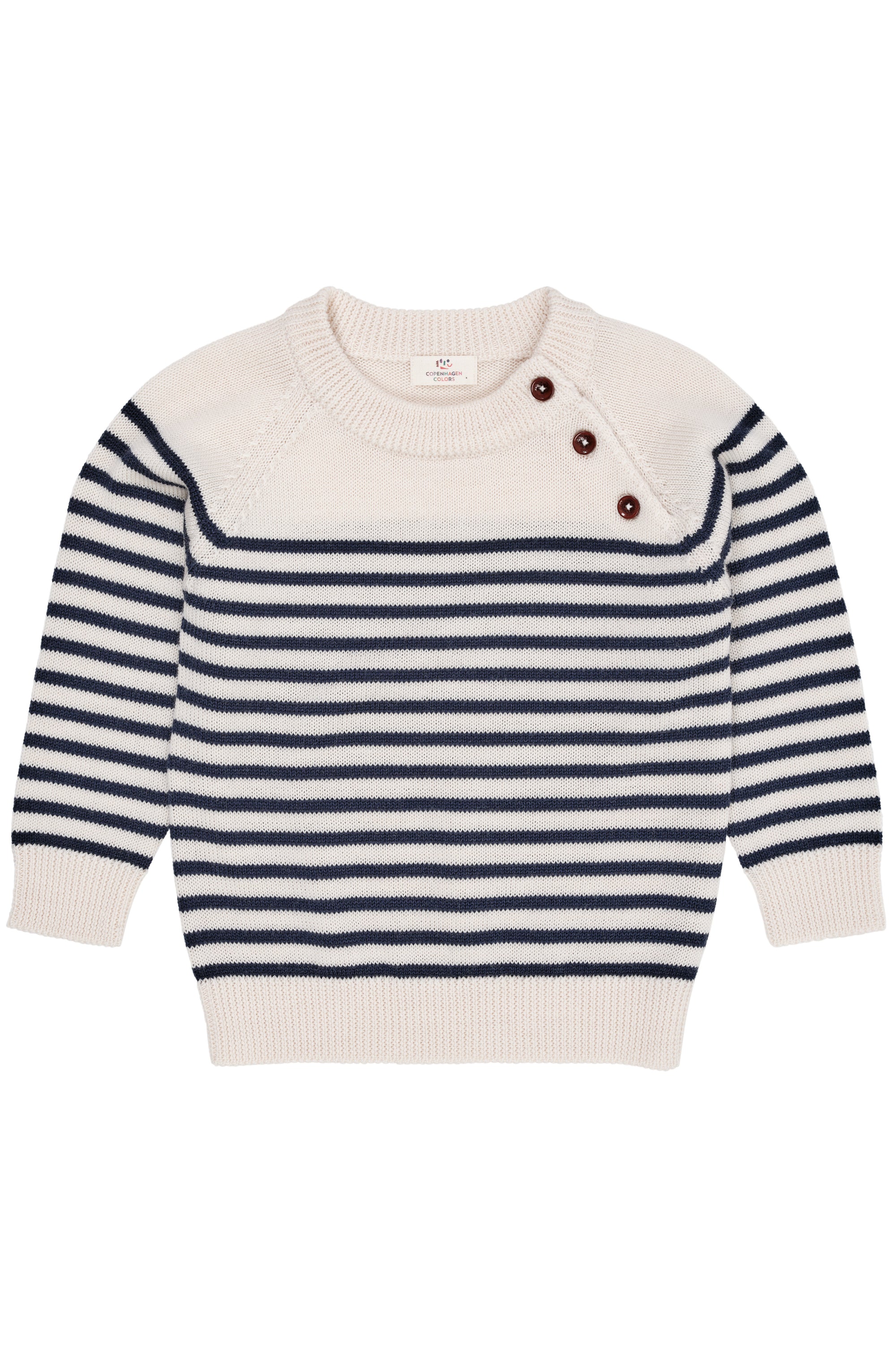 Copenhagen Colors Merino Classic Striped Pullover - Cream/Navy