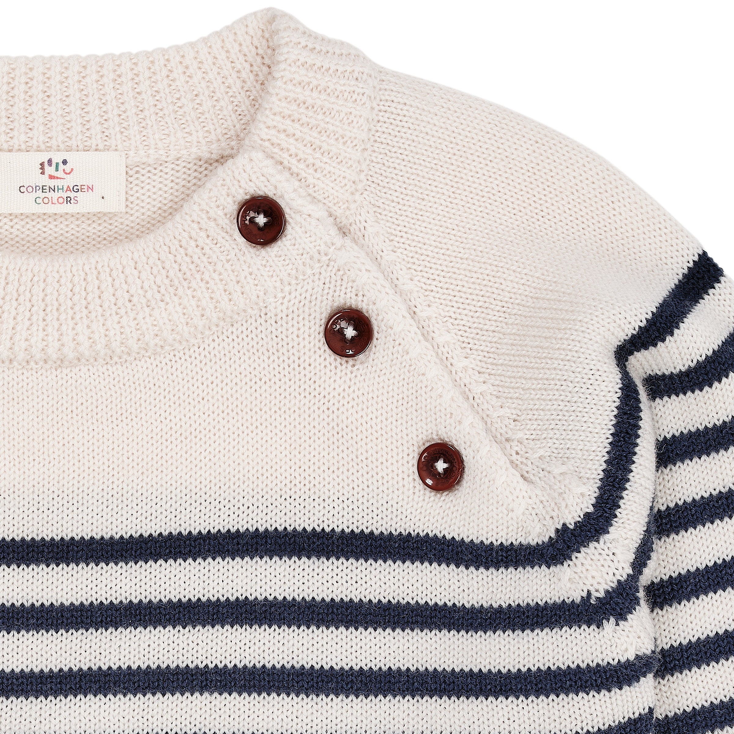 Copenhagen Colors Merino Classic Striped Pullover - Cream/Navy