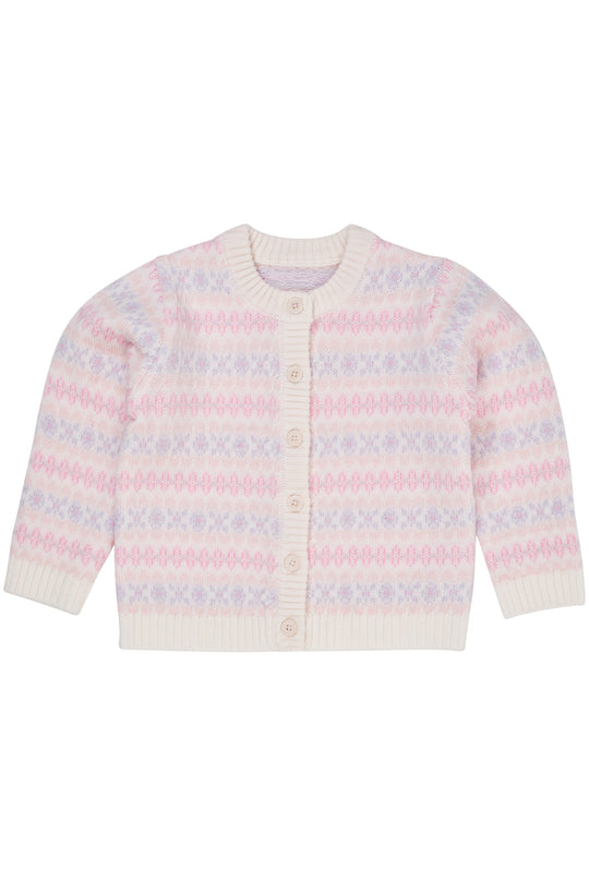 Copenhagen Colors Merino Pattern Cardigan - Lavender Combi