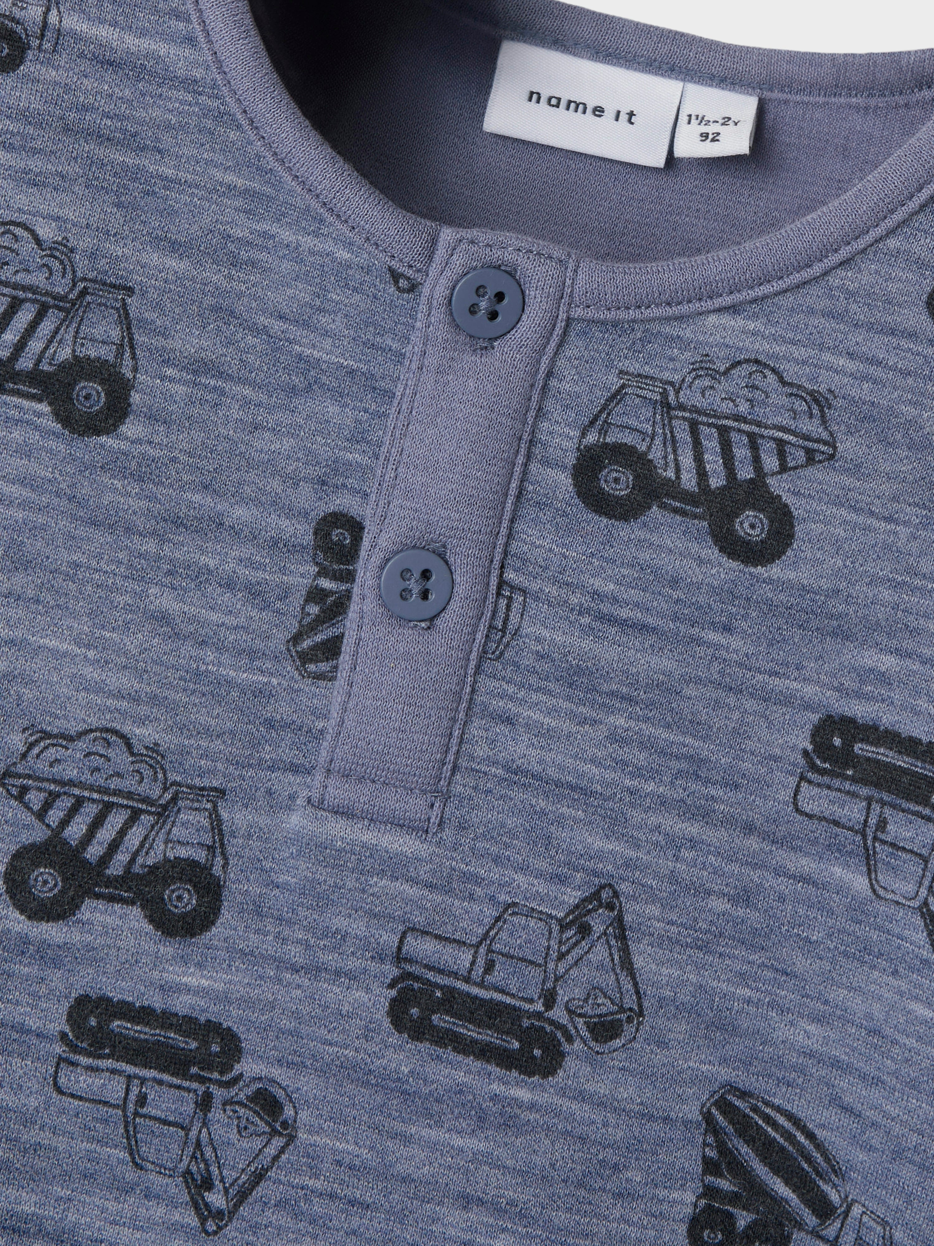 Name It Wuppo Wool Top - Folkstone Gray/Machines