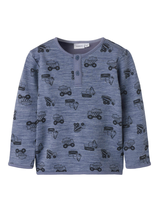 Name It Wuppo Wool Top - Folkstone Gray/Machines