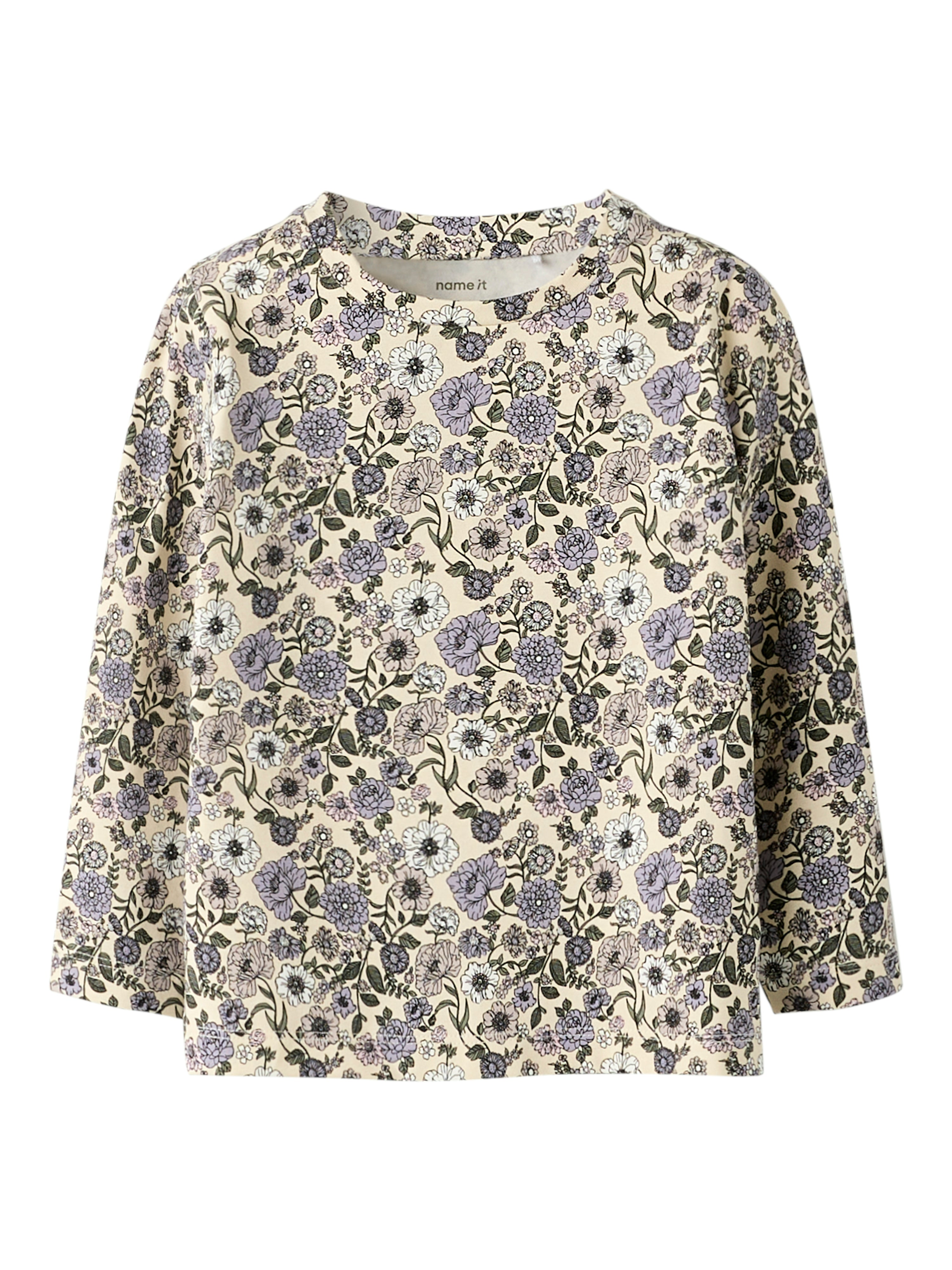 Name It Nikala LS Top - Buttercream/Big Flower