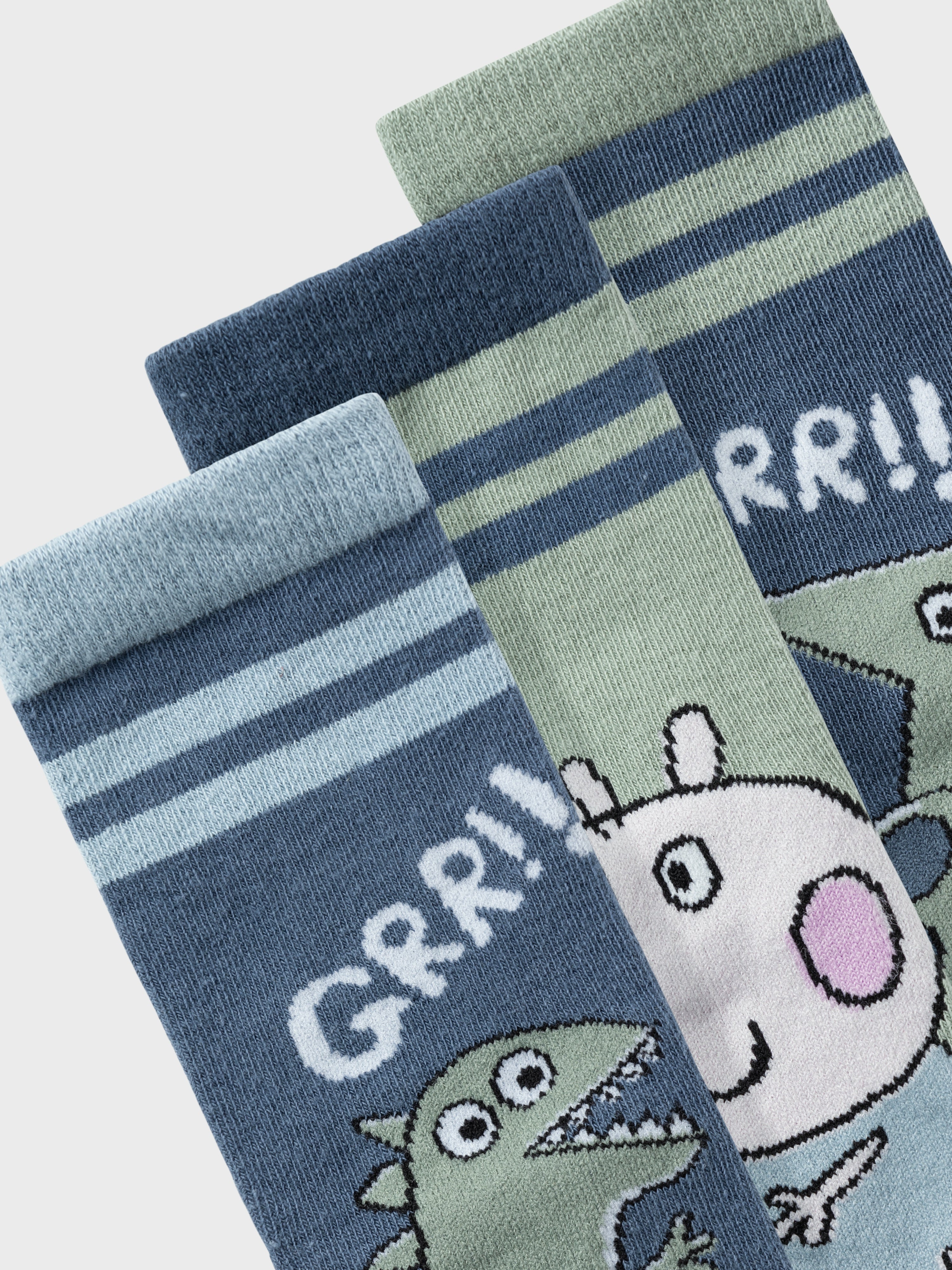 Name It Adinis Gurli Gris 3 pak strømper - Bering Sea