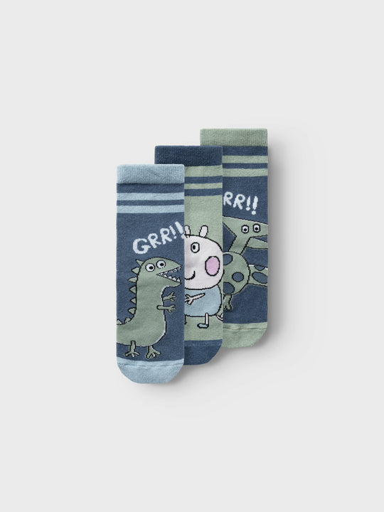 Name It Adinis Gurli Gris 3 pak strømper - Bering Sea