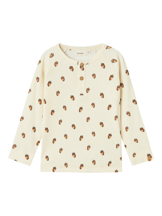Lil Atelier Gavo Elo Slim Top - Turtledove/Acorn