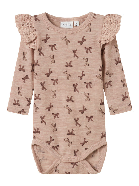 Name It Wang Wool Rib Body - Shadow Gray/Bow