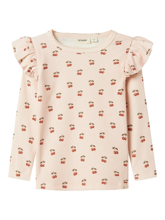 Lil Atelier Lavo Eve Slim Top - Silver Peony/Cherry
