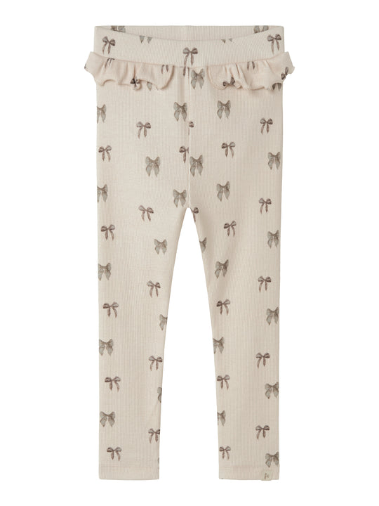 Lil Atelier Gavo Efi Slim Leggings NOOS - Silver Peony/Bow