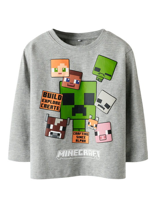 Name It Nyle Minecraft Top - Grey Melange