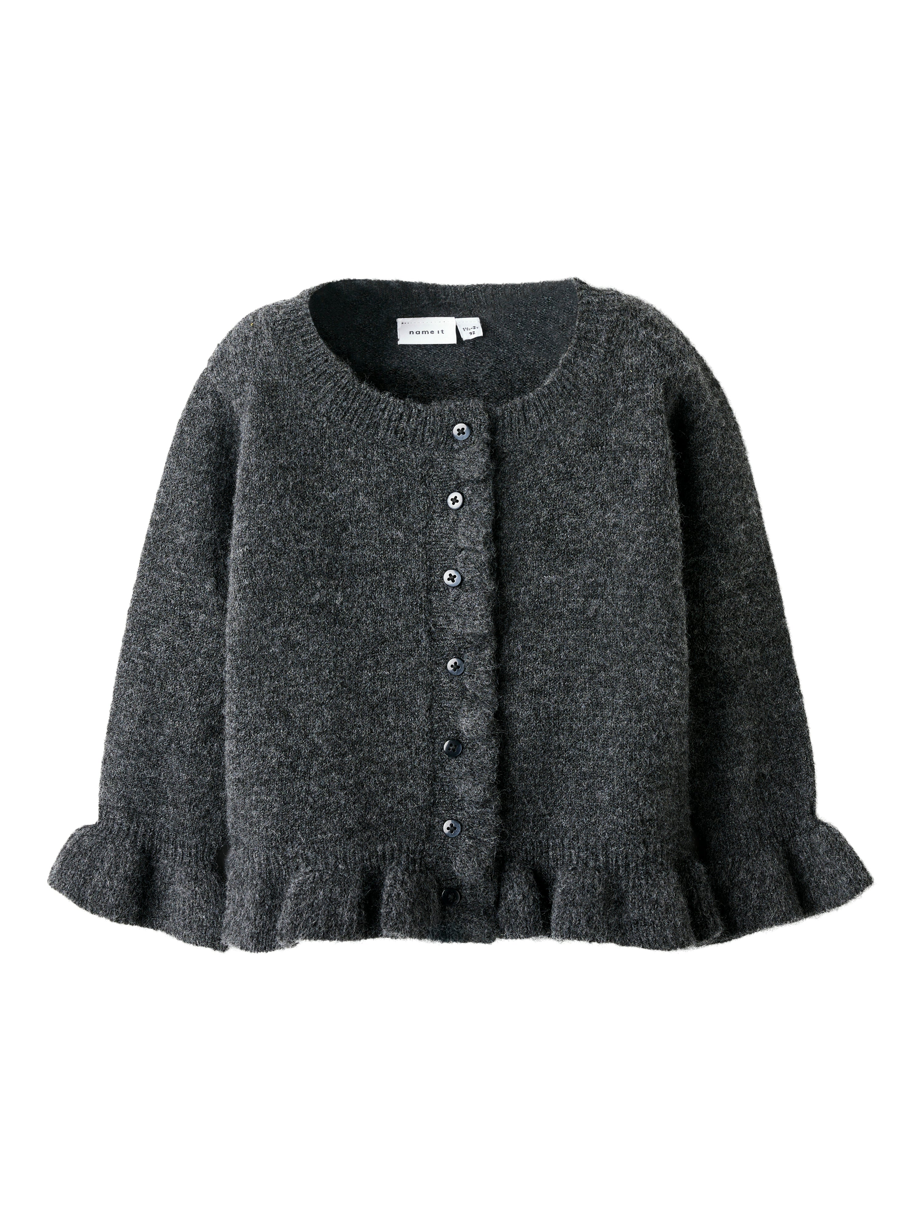 Name It Supia LS Knit Cardigan - Dark Grey Melange