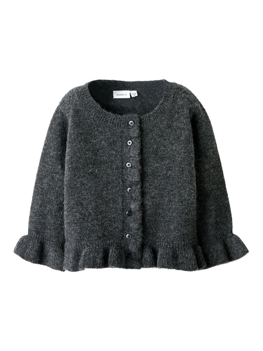 Name It Supia LS Knit Cardigan - Dark Grey Melange