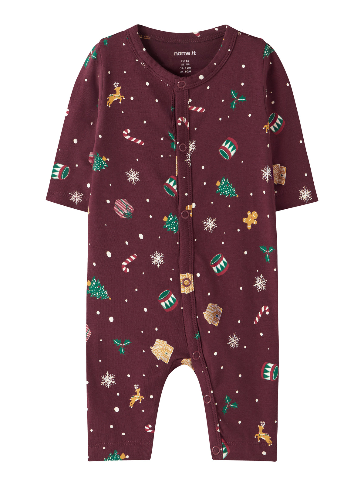 Name It Vismas - LS Nightsuit - Burgundy / Christmas