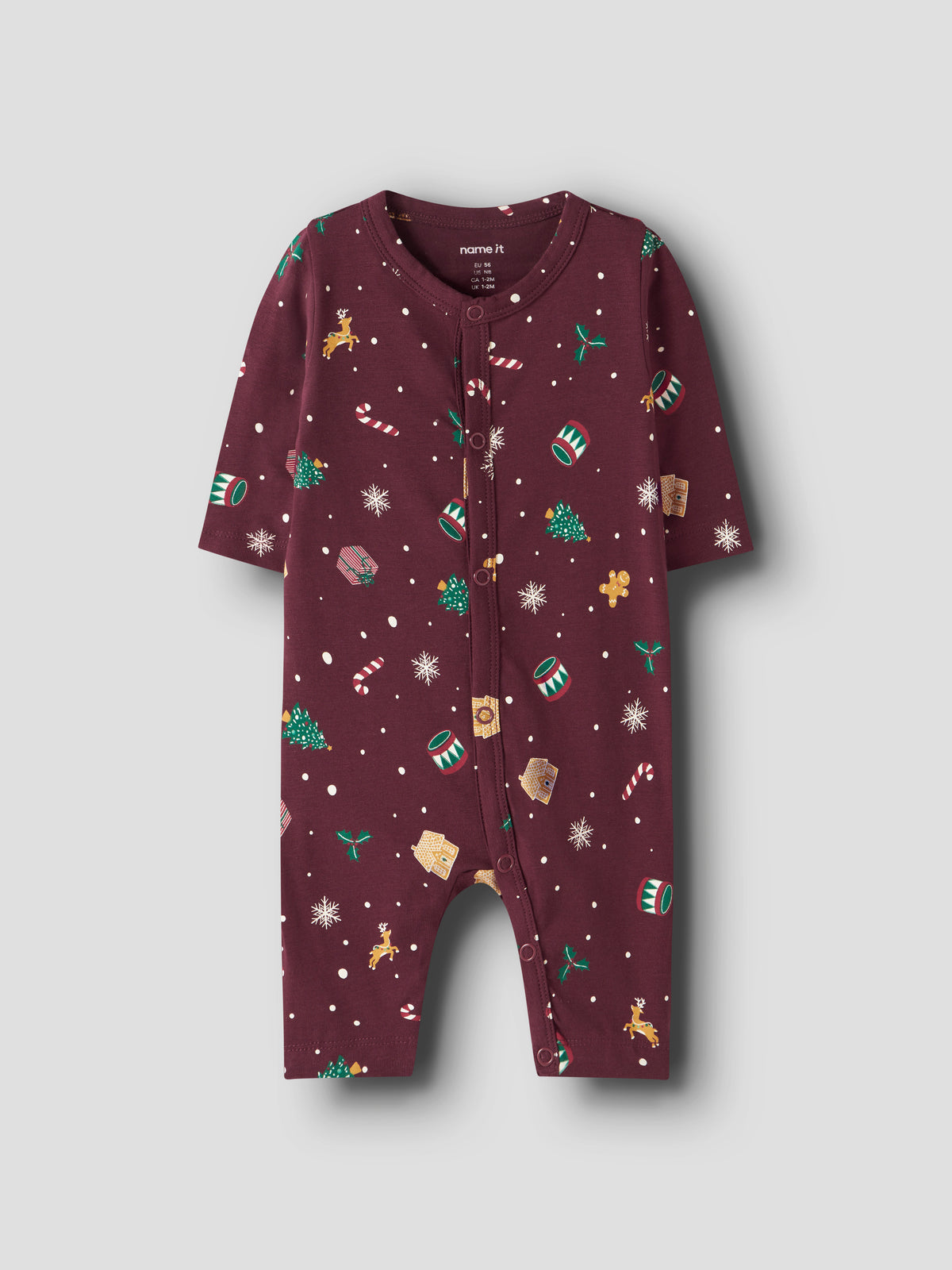 Name It Vismas - LS Nightsuit - Burgundy / Christmas