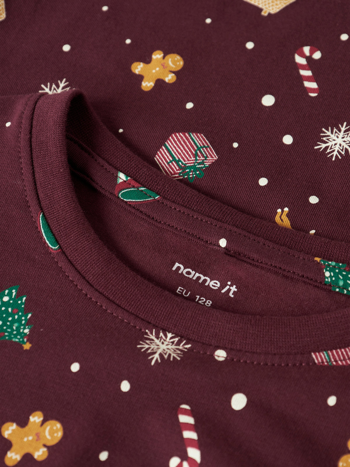 Name It Vismas - LS Nightset - Burgundy / Christmas