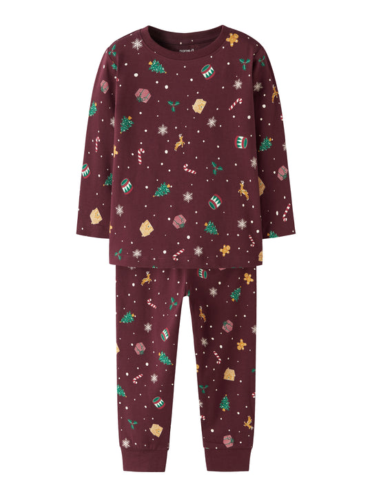 Name It Vismas Natsæt - Burgundy/Xmas