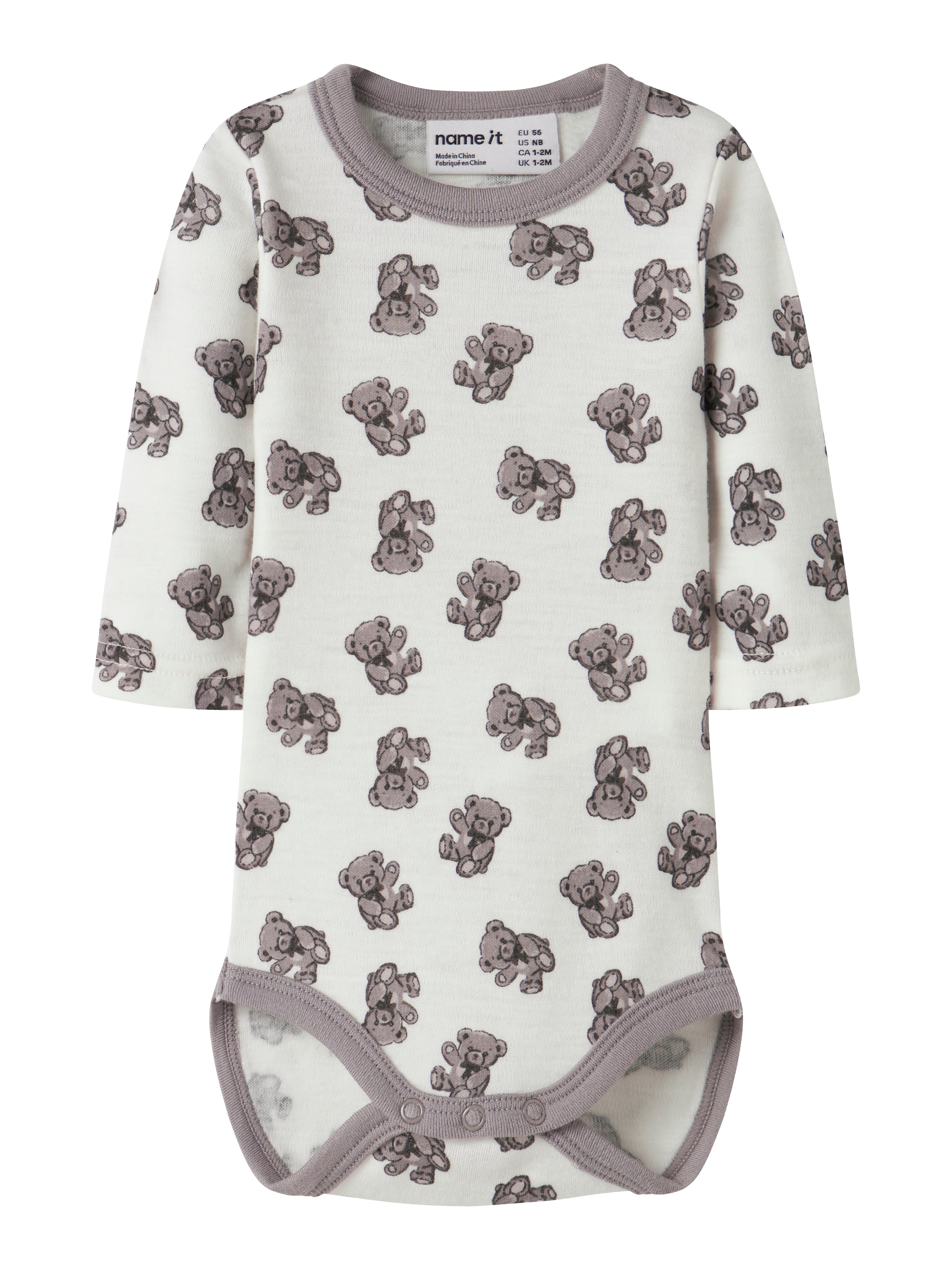 Name it - Willu Wool LS Body - Snow White / Teddy Bear