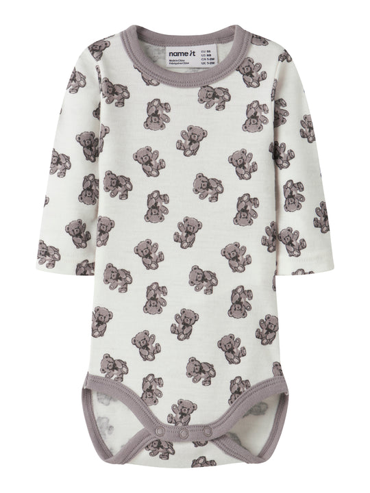 Name it - Willu Wool LS Body - Snow White / Teddy Bear