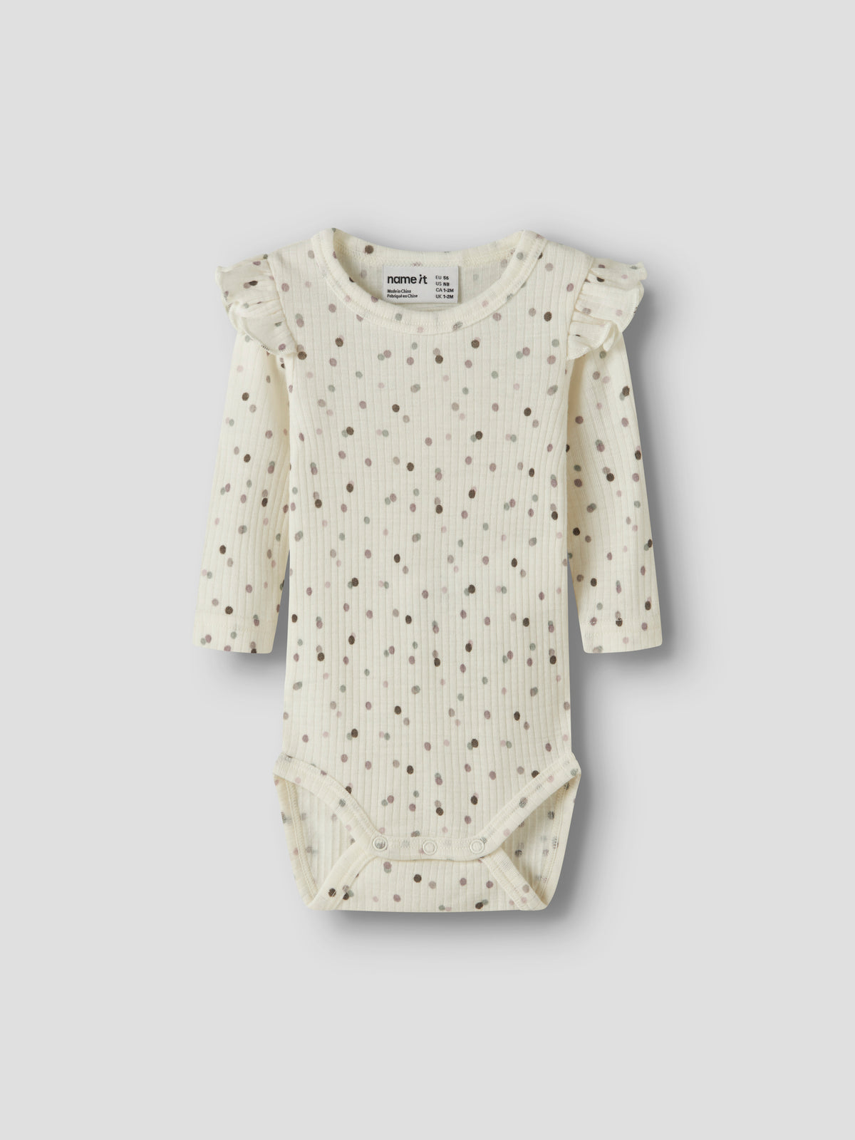 Name It Womi - Wool/Modal LS Body - Snow White / Double dots