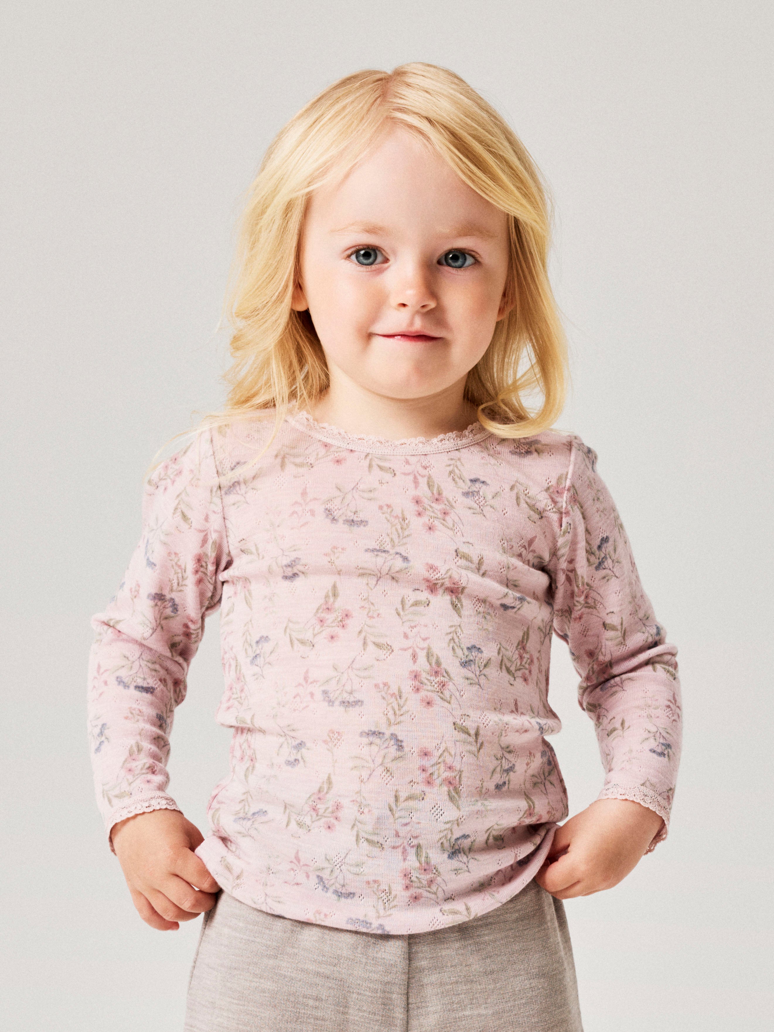 Name It Wang - Wool Needle LS Top - Violet Ice/Flower