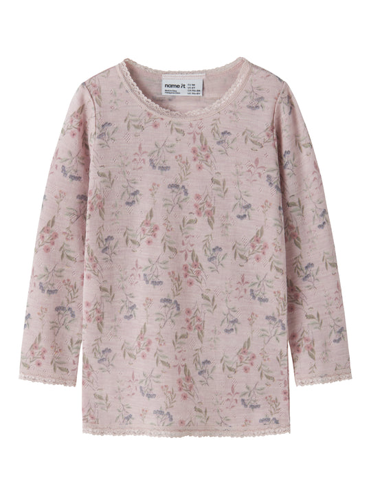 Name It Wang - Wool Needle LS Top - Violet Ice/Flower