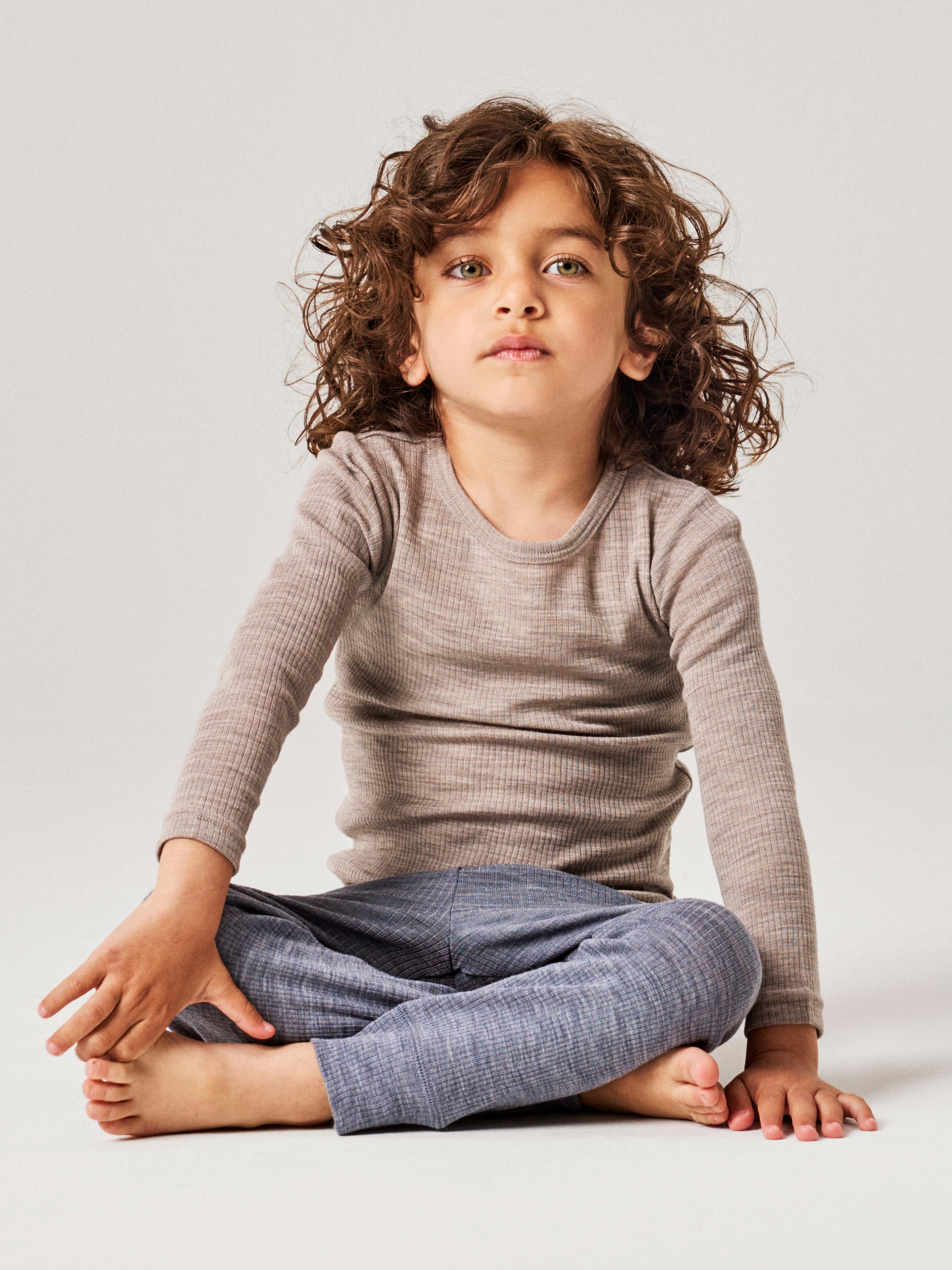 Name It Wax - Wool Rib LS Top - Satellite