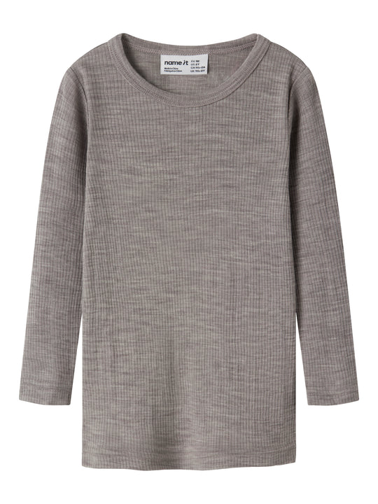 Name It Wax - Wool Rib LS Top - Satellite