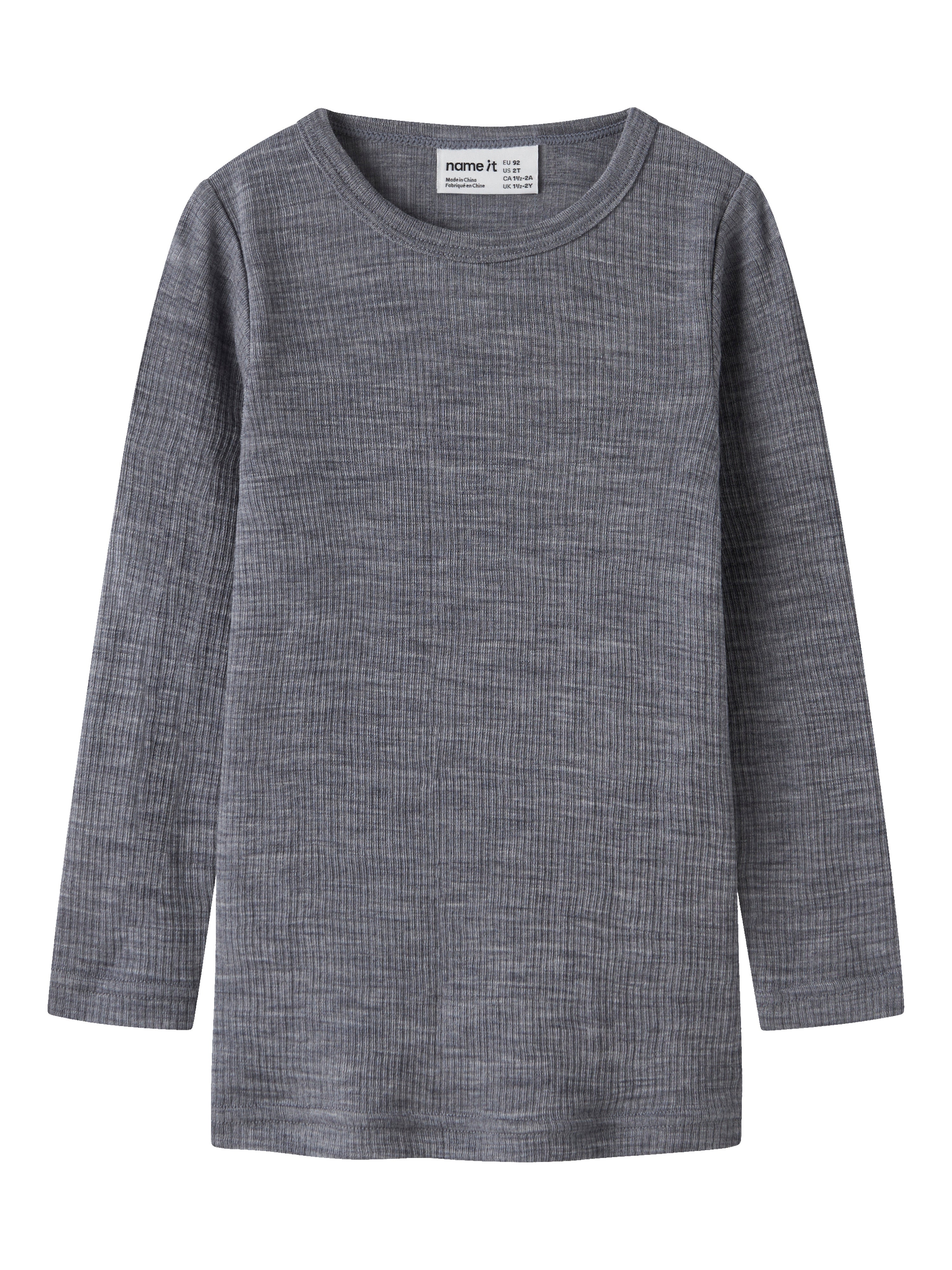 Name It Wax - Wool Rib LS Top - Folkstone Gray