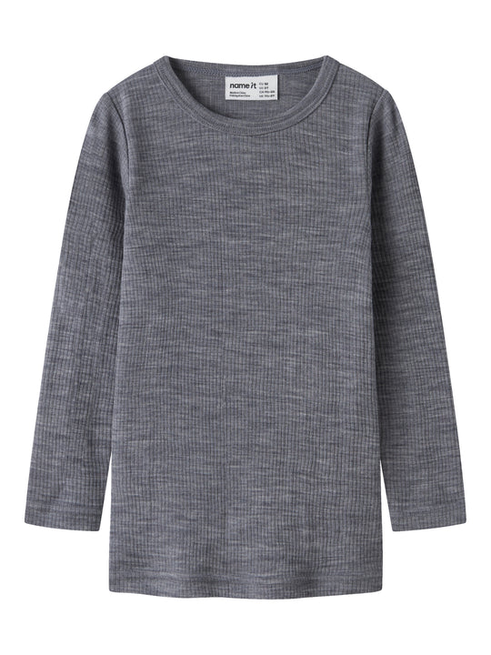 Name It Wax - Wool Rib LS Top - Folkstone Gray