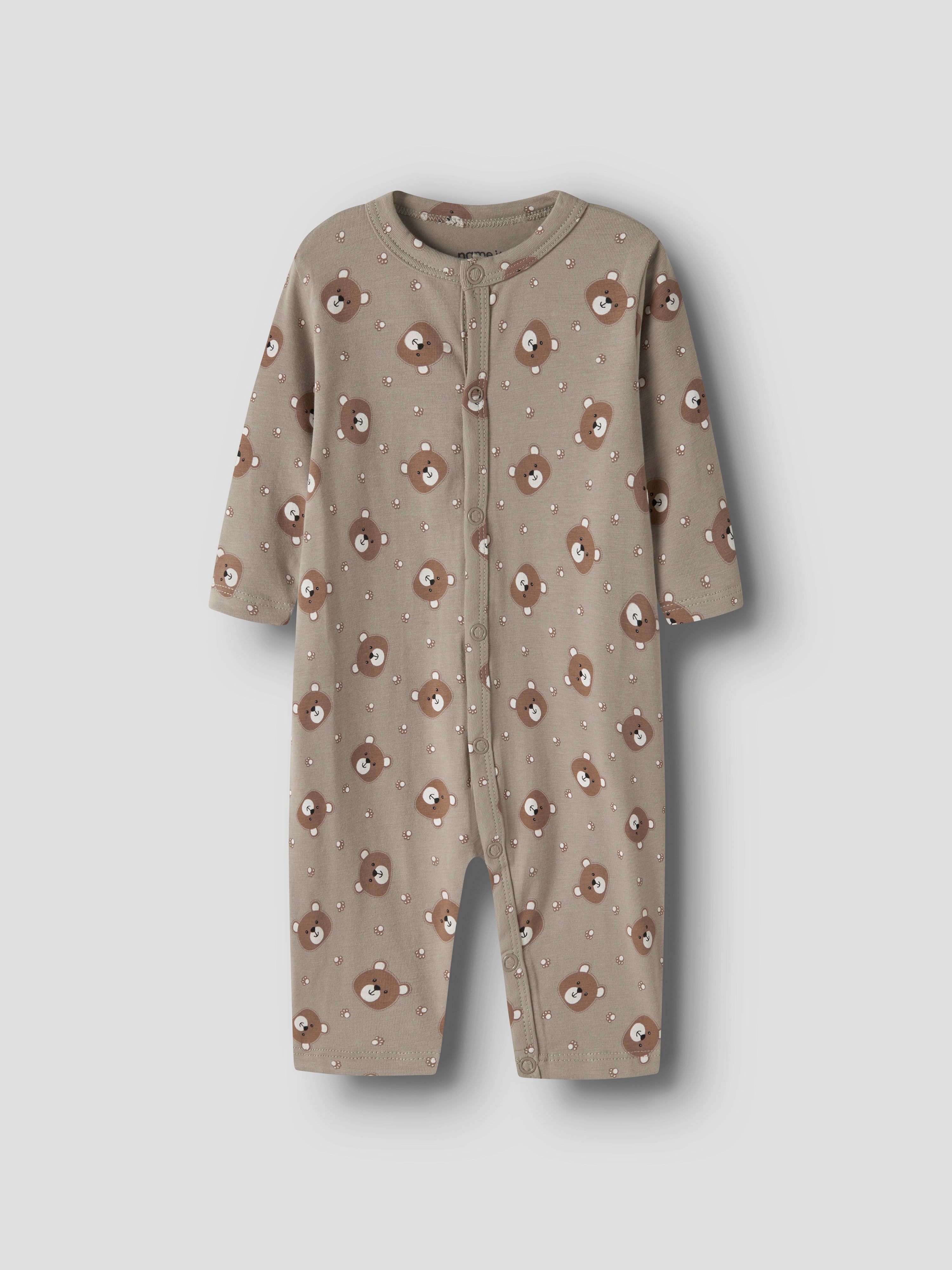Name It Nightsuit - 3 pak AOP - Khaki Bear AOP + Peyote + Mushroom