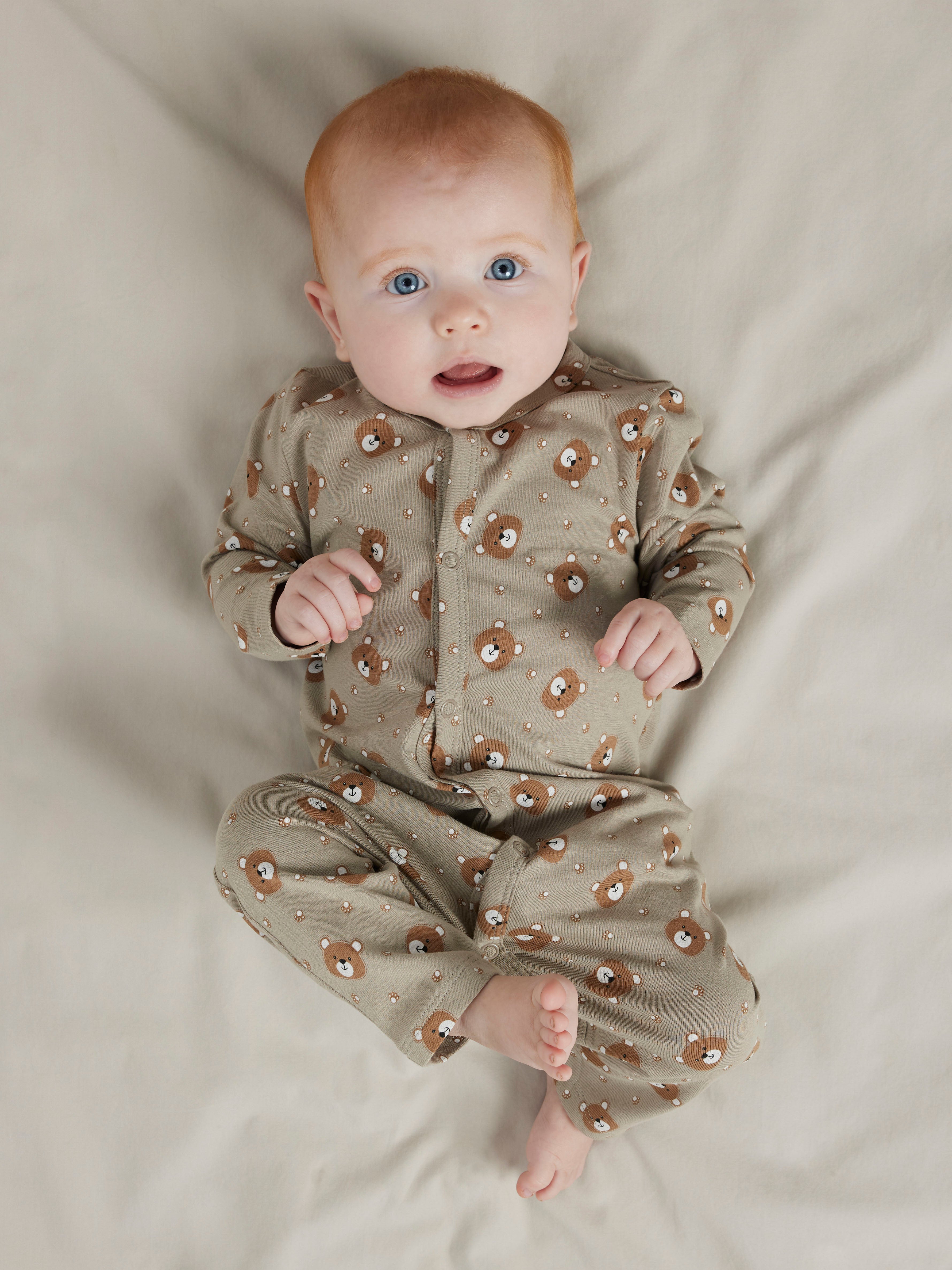 Name It Nightsuit - 3 pak AOP - Khaki Bear AOP + Peyote + Mushroom
