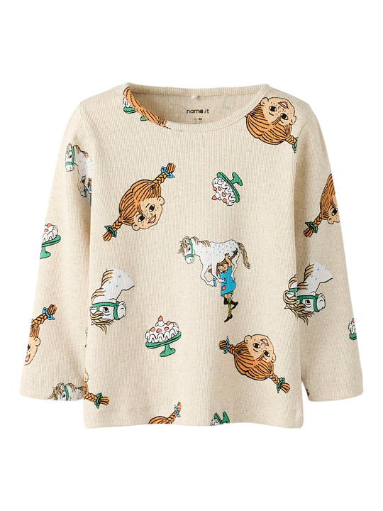 Name It Soca Pippi LS Top - Peyote Melange