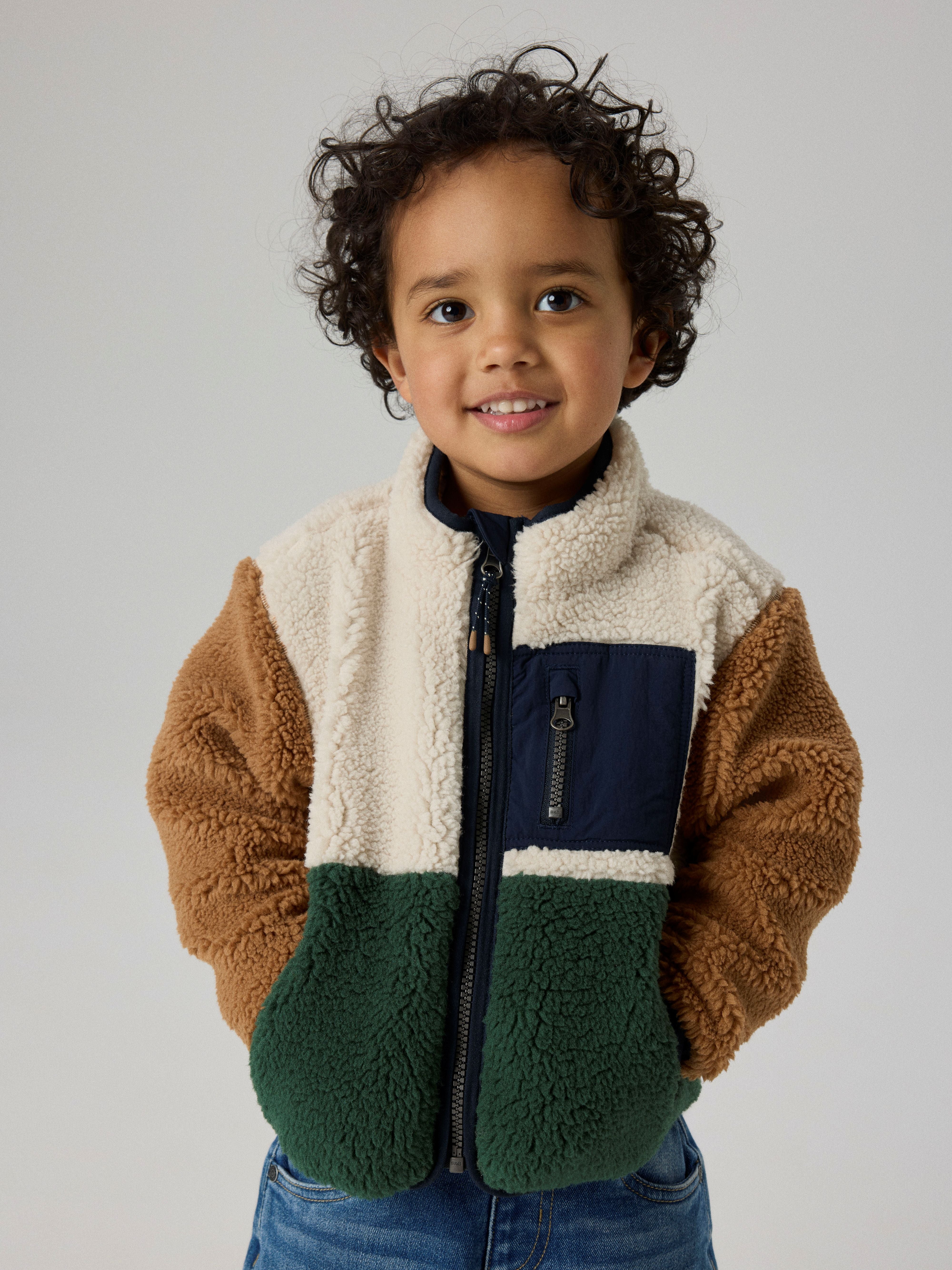 Name It - Macey Teddy Jacket Block NOOS - Jungle Green
