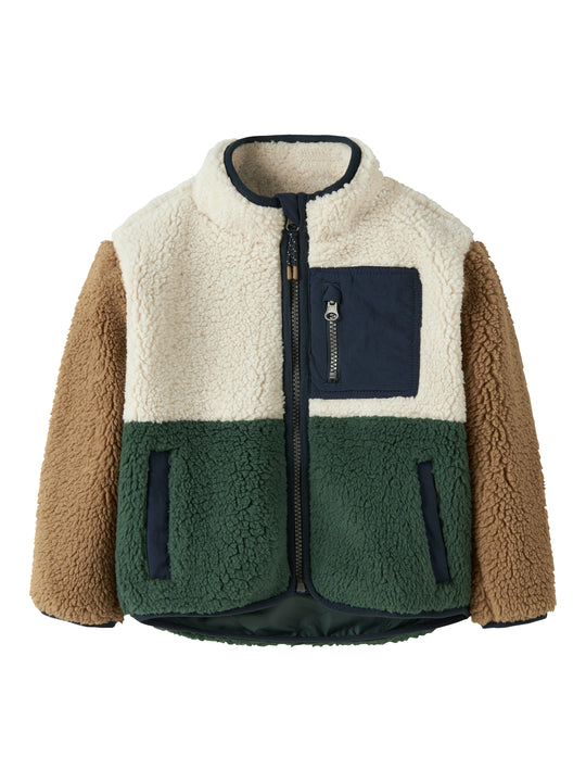 Name It - Macey Teddy Jacket Block NOOS - Jungle Green