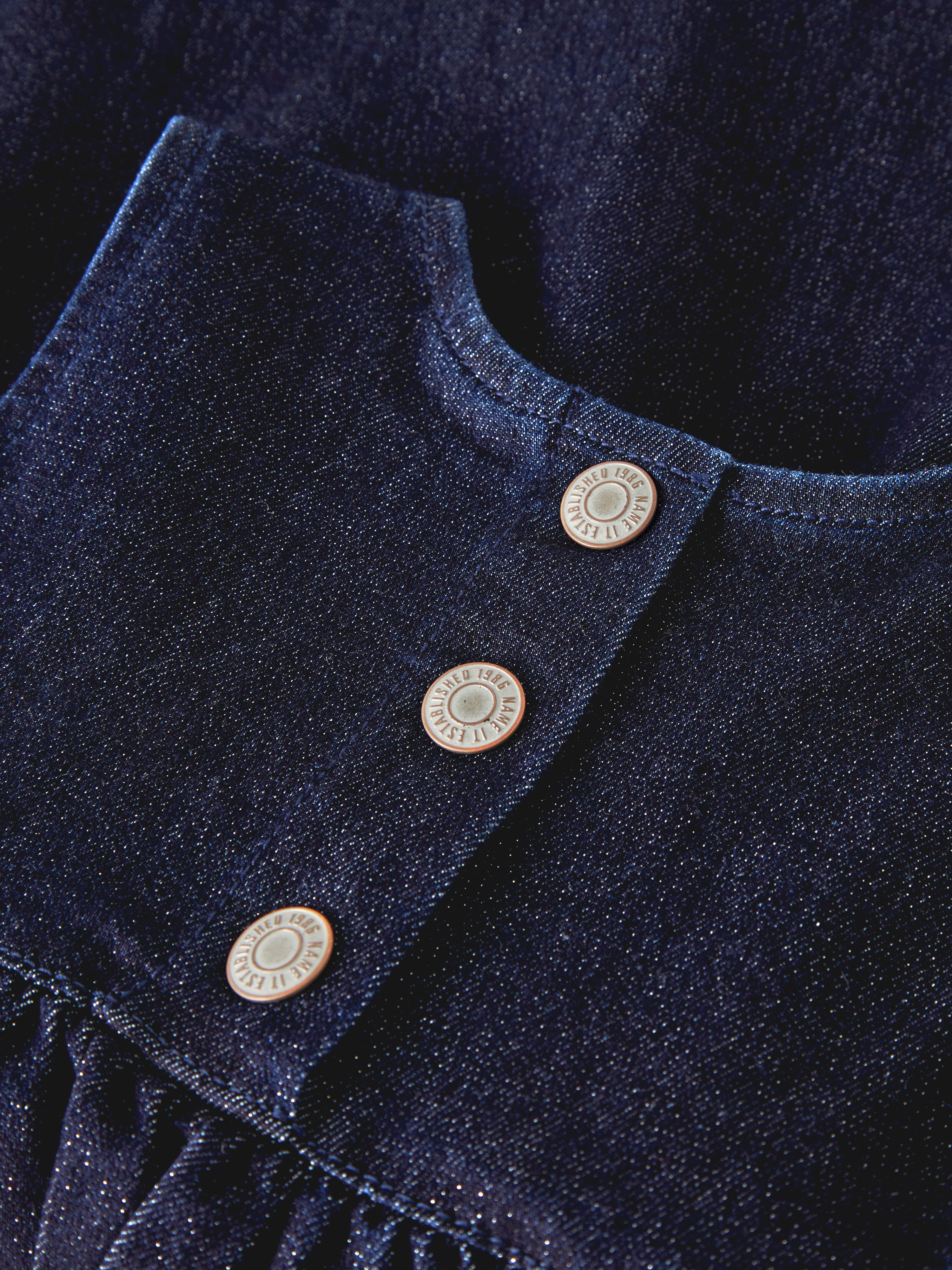 Name It Ella - Denim Glitter Dress - Dark Blue Denim