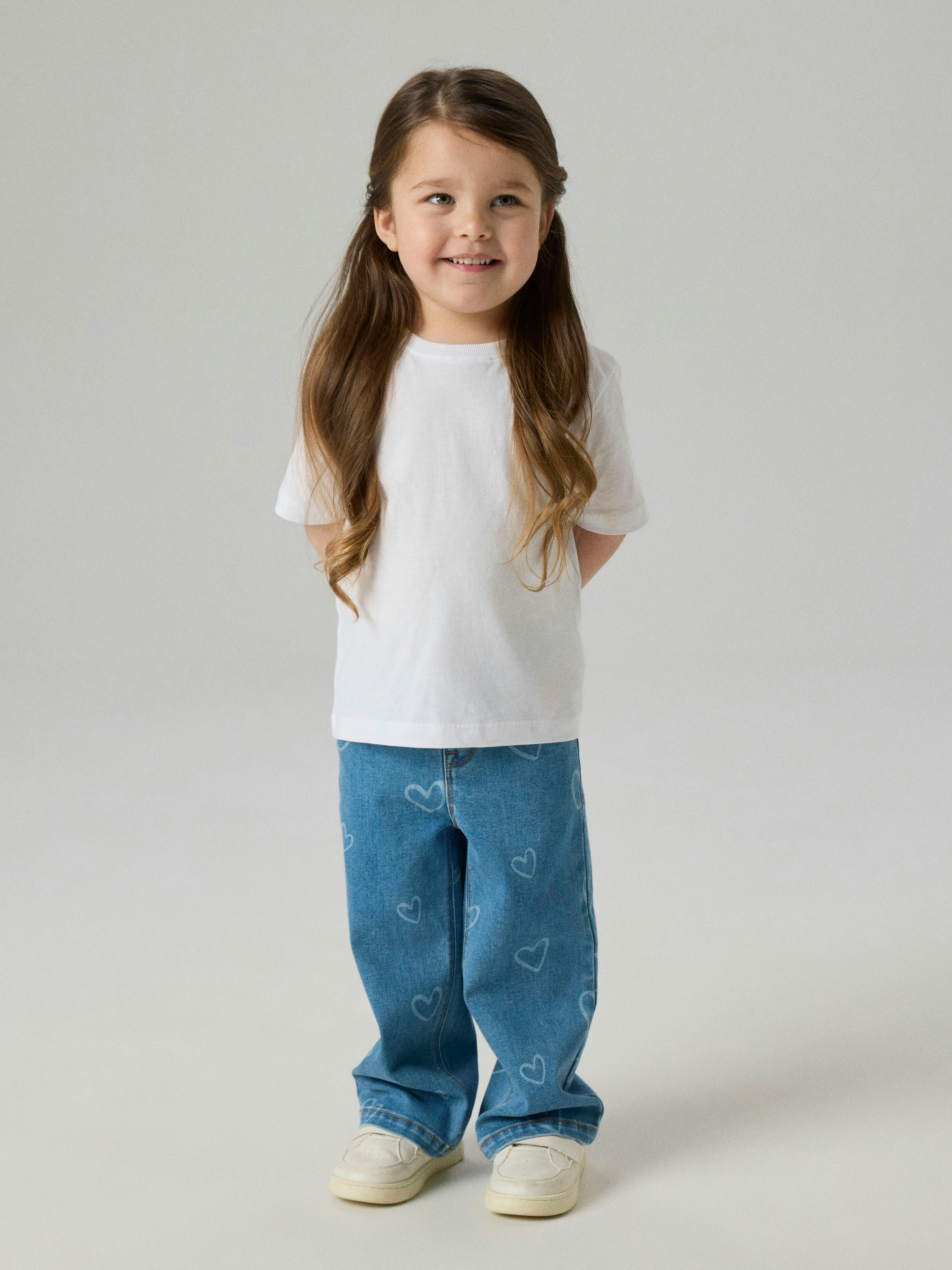 Name It Rose - Wide Jeans - Medium Blue Denim/Heart