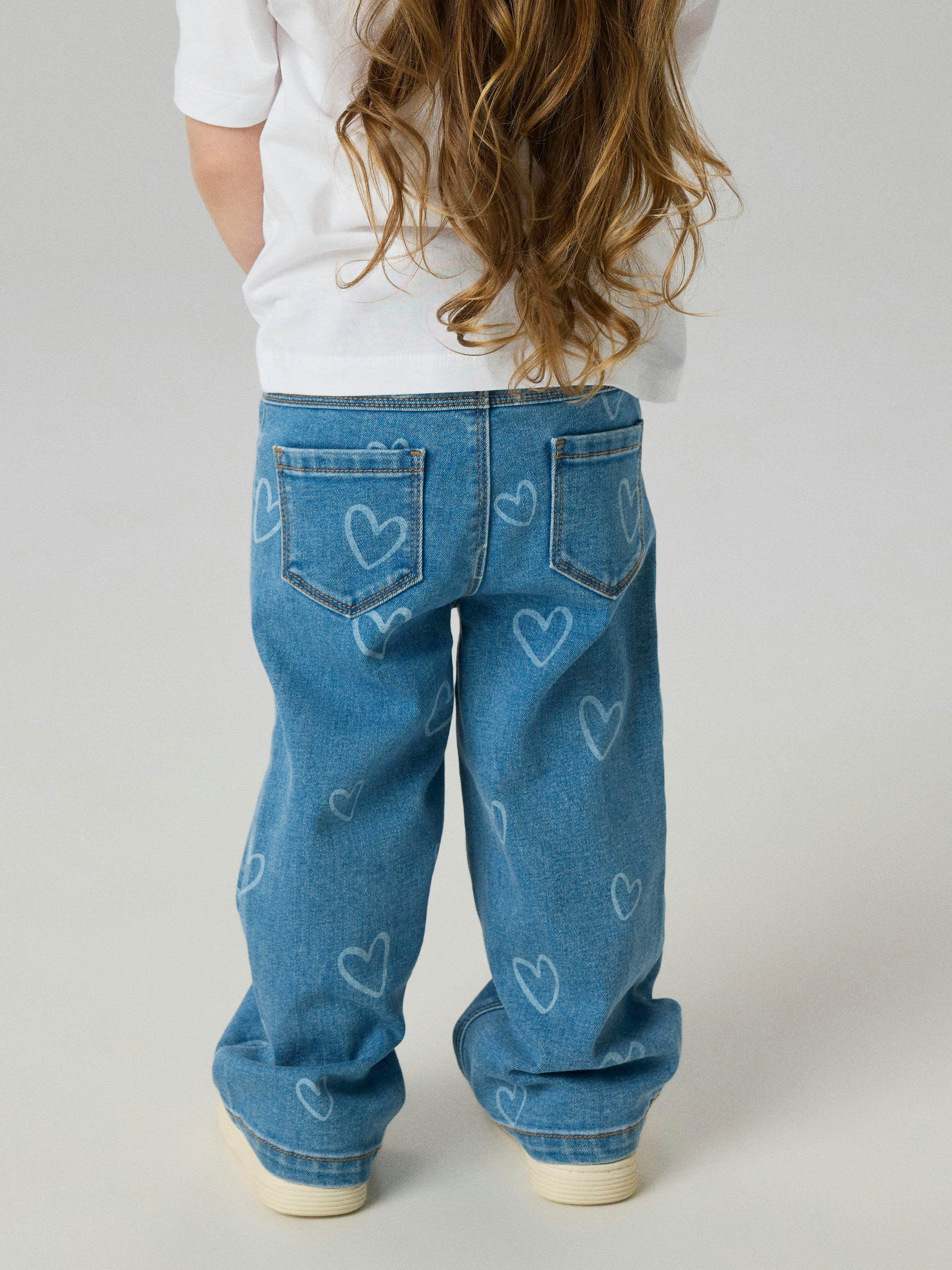 Name It Rose - Wide Jeans - Medium Blue Denim/Heart