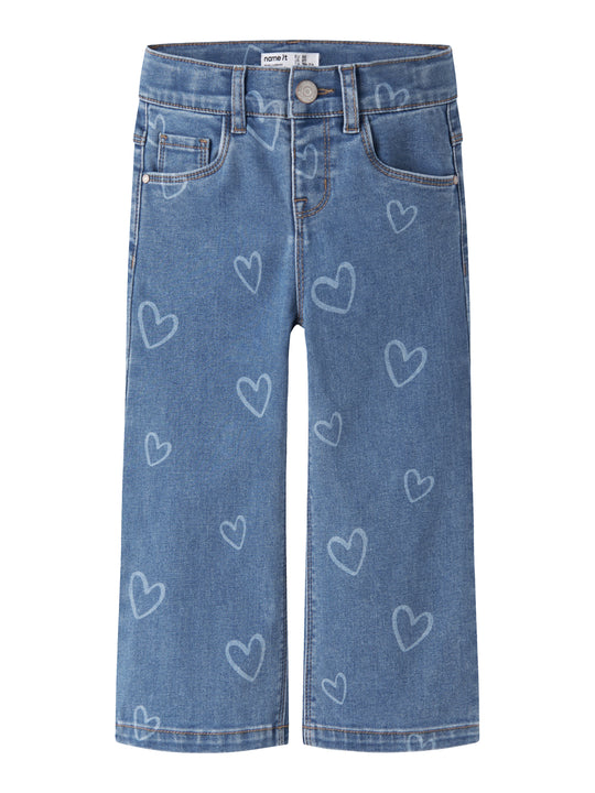 Name It Rose - Wide Jeans - Medium Blue Denim/Heart