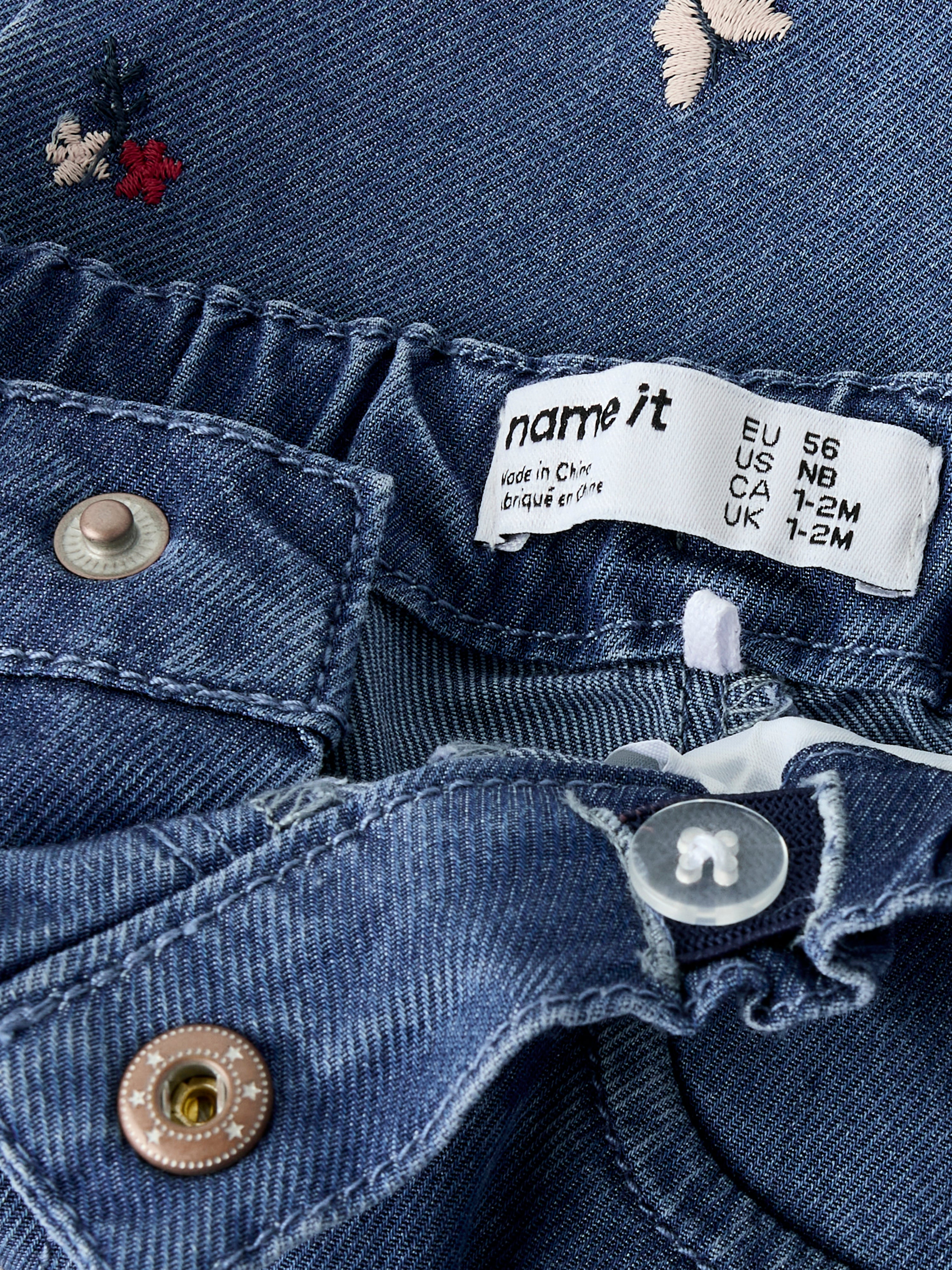 Name It Rose - Mom EMB Jeans - Medium Blue Denim/Nature