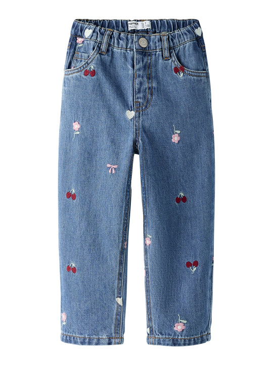 Name It Bella - Barrel EMB Jeans - Medium Blue Denim