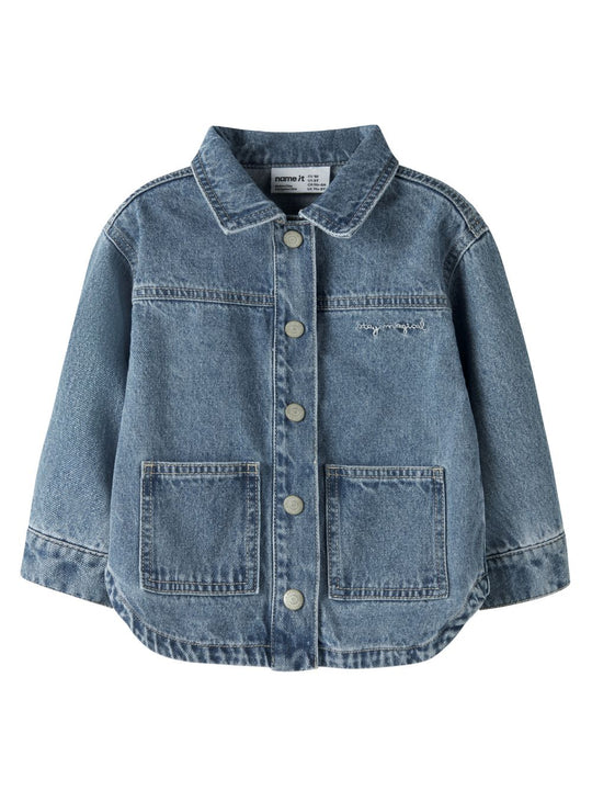 Name It Luna - Glitter Denim Jacket - Medium Blue Denim/Unicorn Glitter