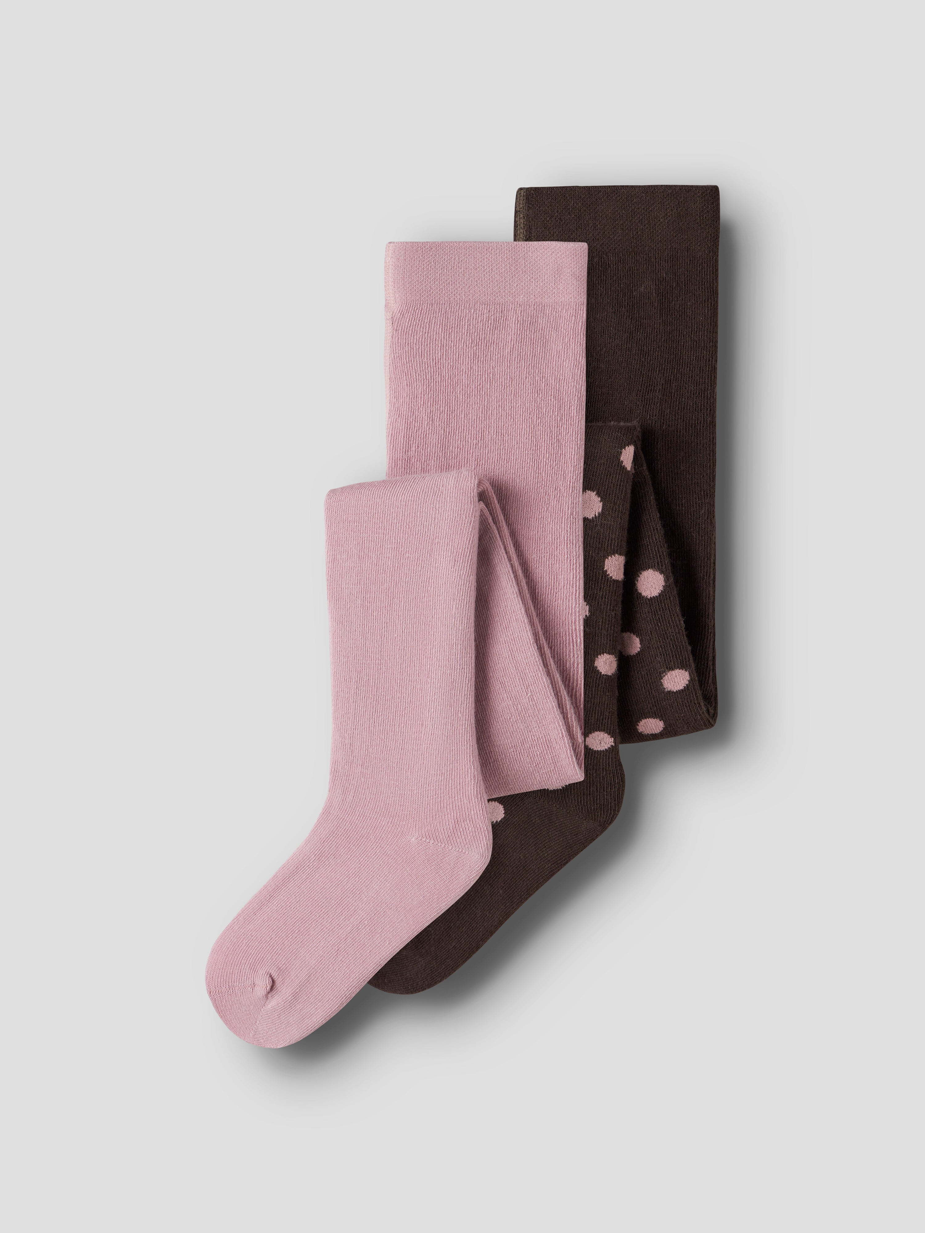 Name It - Nina 2-pak Strømpebukser - Chocolate Plum / Lilas