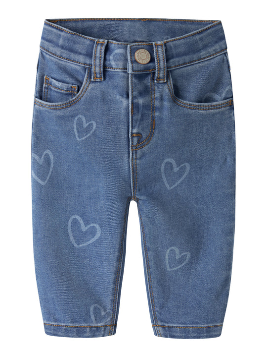 Name It Rose - Mom Jeans - Medium Blue Denim/Heart