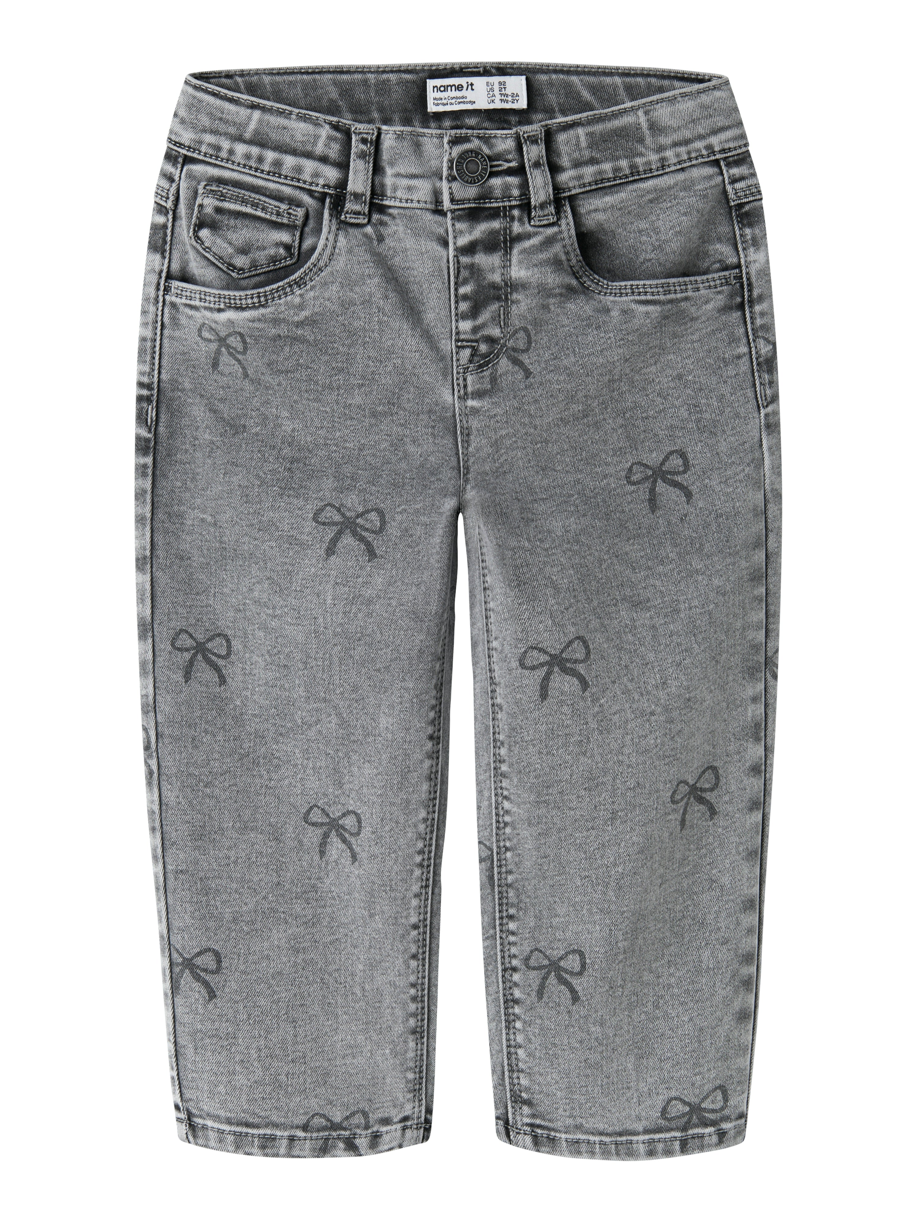 Name It Bella - Mom Shaped Jeans NOOS - Light Grey Denim/Bow