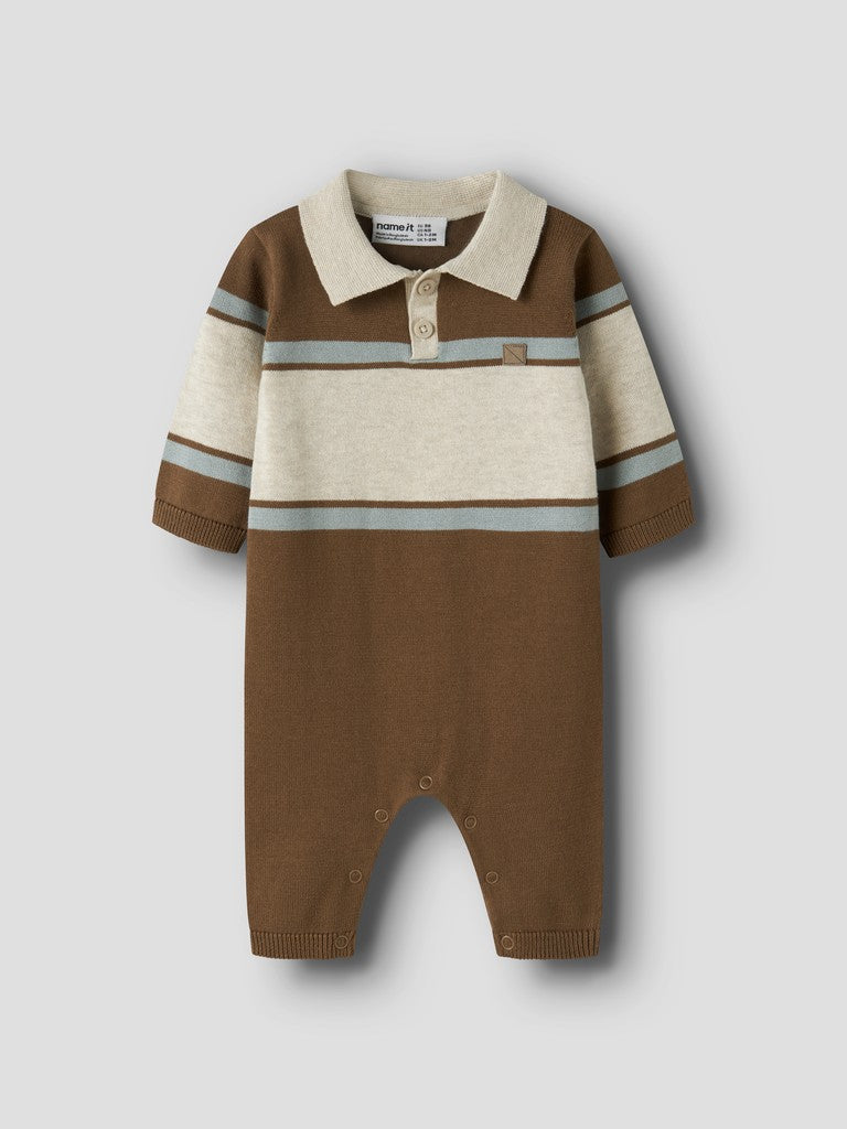 Name It Ral - LS Knit Polo Suit - Sepia
