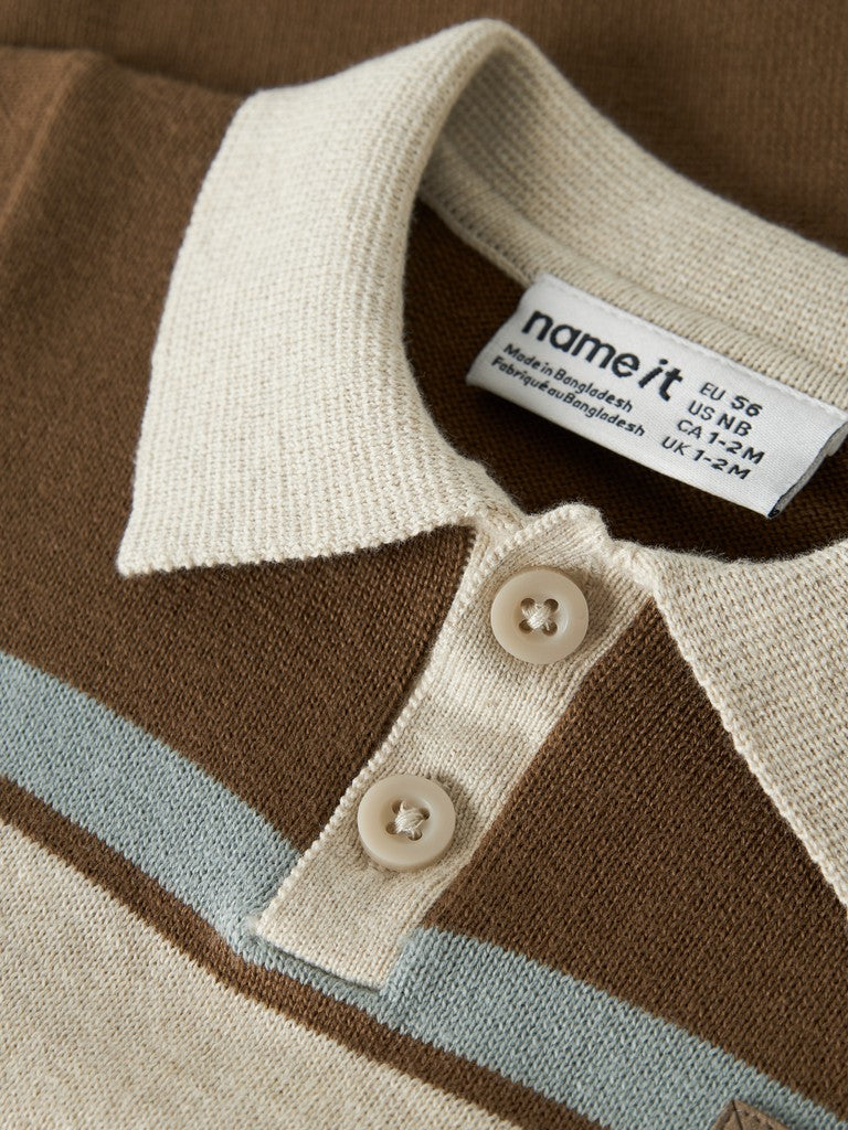 Name It Ral - LS Knit Polo Suit - Sepia