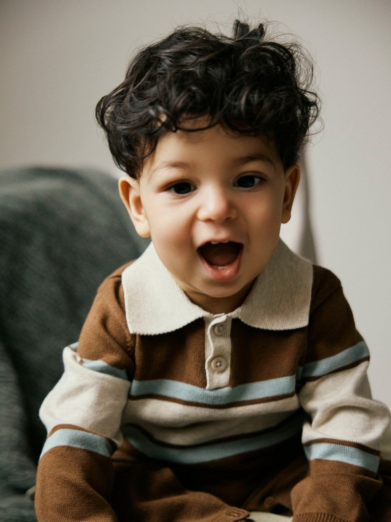 Name It Ral - LS Knit Polo Suit - Sepia