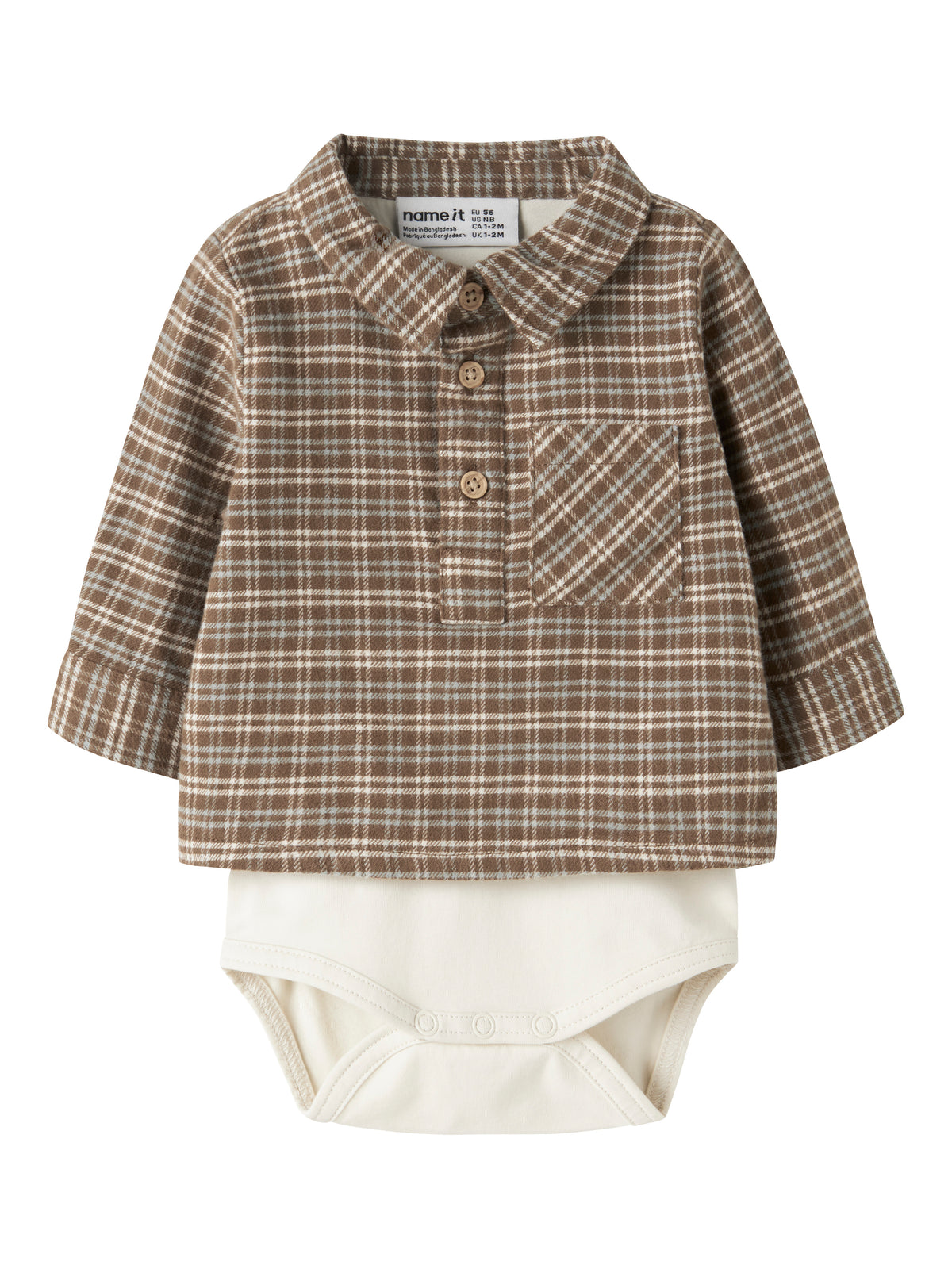 Name It Rem - LS Shirt Body - Sepia