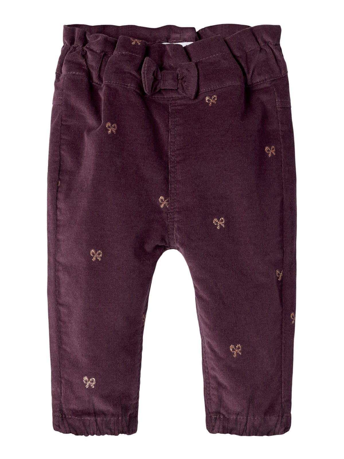 Name It Bella R - AOP Cord Pant - Catawba Grape / Glitter Bows
